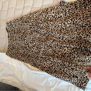 SHEIN Leopard Print Midi Skirt - Black and Tan